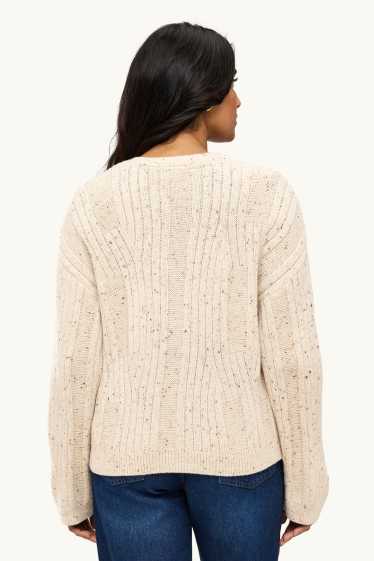 Women - Cardigan - cable knit pattern - beige