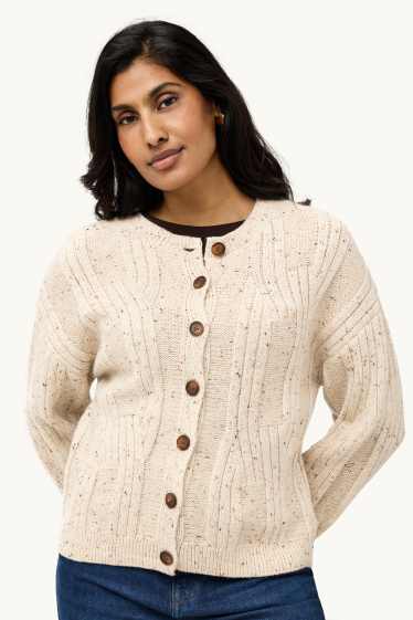 Women - Cardigan - cable knit pattern - beige