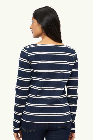 Damen - Langarmshirt - Regular Fit - gestreift - dunkelblau / weiß