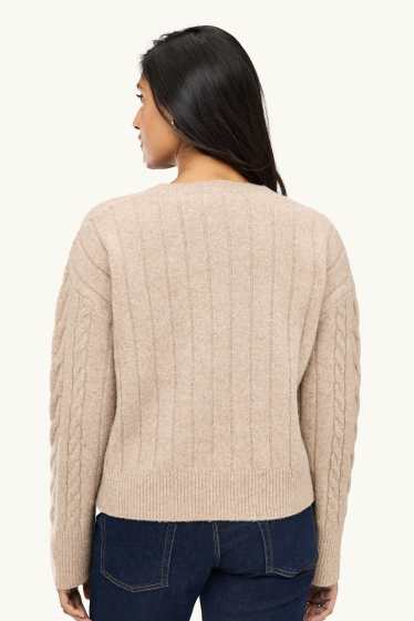 Femmes - Pull - motif tressé - beige