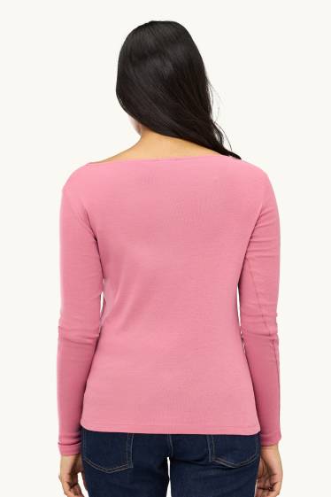 Femei - Tricou cu mânecă lungă - slim fit - roz