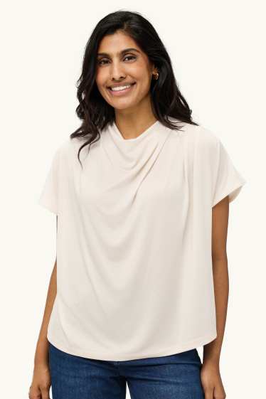Damen - T-Shirt - Regular Fit - cremeweiss