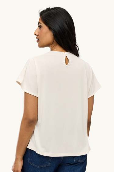 Damen - T-Shirt - Regular Fit - cremeweiss