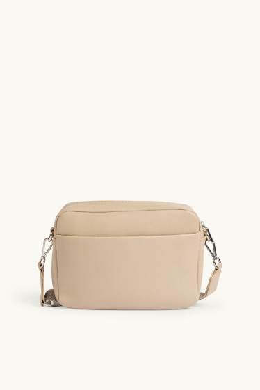 Donna - Borsa a tracolla con spallaccio staccabile - similpelle - beige