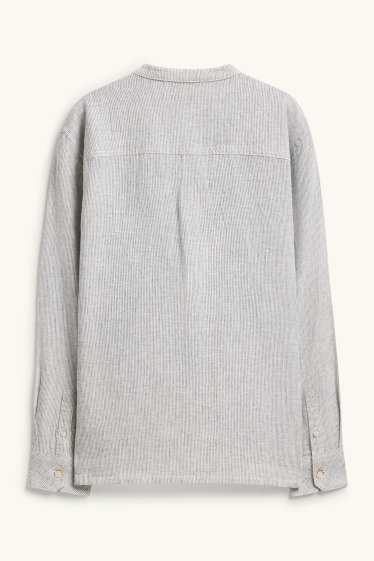 Bambini - Camicia - misto lino - a righe - grigio chiaro