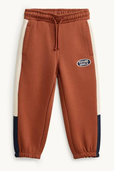 Enfants garçons - Basketball - ensemble - sweat à capuche et pantalon de jogging - 2 pièces - marron / bleu foncé