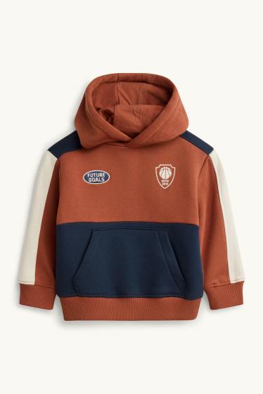 Enfants garçons - Basketball - ensemble - sweat à capuche et pantalon de jogging - 2 pièces - marron / bleu foncé