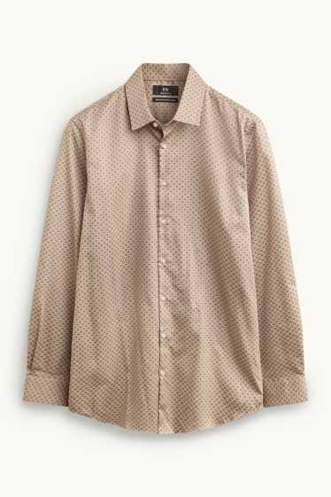 Hommes - Chemise - regular fit - col kent - à motif - taupe