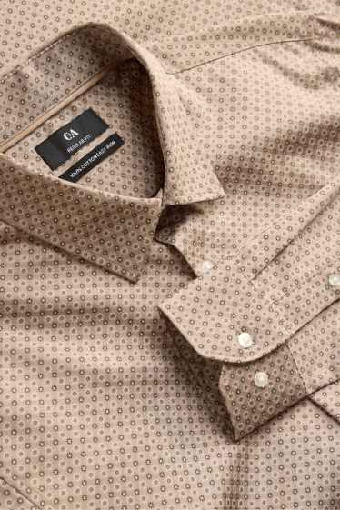 Hommes - Chemise - regular fit - col kent - à motif - taupe