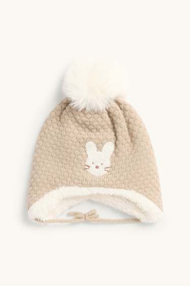 Unisex - Conillet - gorra amb borla per a nadó - texturada - beix
