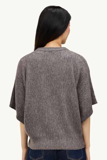 Damen - Strickpullover - kurzarm - grau