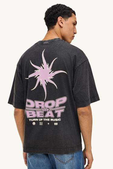 Men - T-shirt - oversized - dark gray