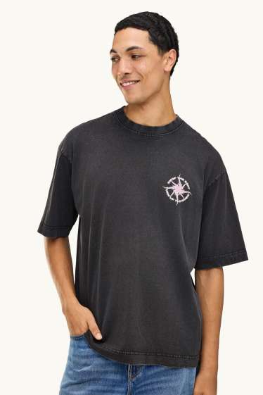 Men - T-shirt - oversized - dark gray