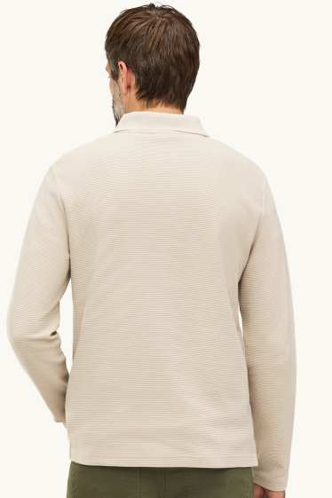 Bărbați - Tricou polo cu mânecă lungă - regular fit - reiat - bej