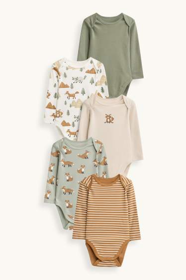 Baby Boys - Multipack of 5 - fox and raccoon - baby bodysuit - creme