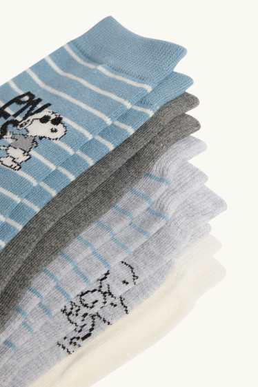 Dames - Set van 5 paar - sokken met motief - Peanuts - blauw / grijs