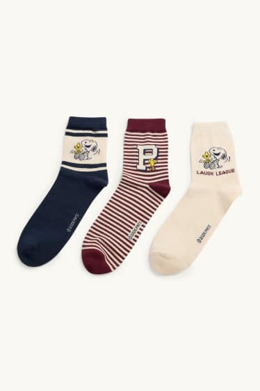 Damen - Multipack 3er - Socken mit Motiv - Peanuts - dunkelblau / cremeweiß