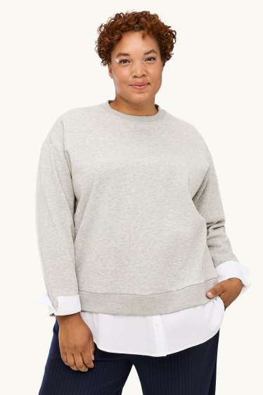 Women - Sweatshirt - 2-in-1 look - light gray