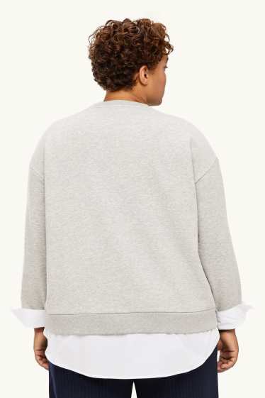 Women - Sweatshirt - 2-in-1 look - light gray