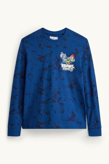 Kinder Buben - Brawl Stars - Pyjama - 2 teilig - gemustert - blau
