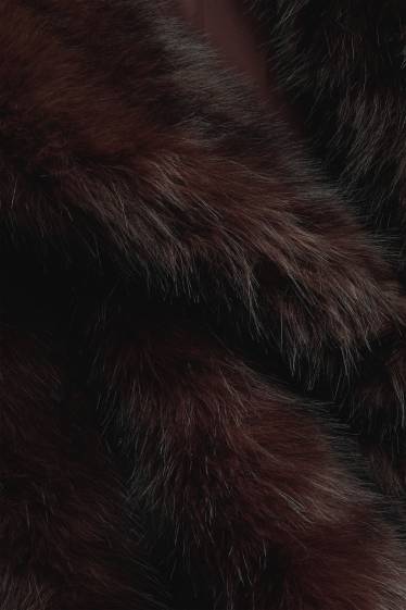 Women - Faux fur coat - dark brown