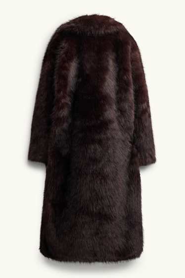 Women - Faux fur coat - dark brown