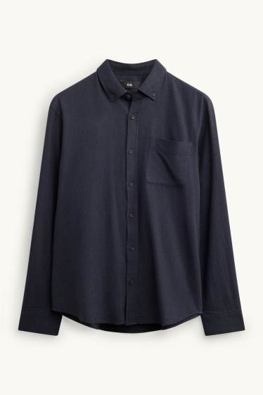 Home - Camisa - regular fit - button-down - blau fosc