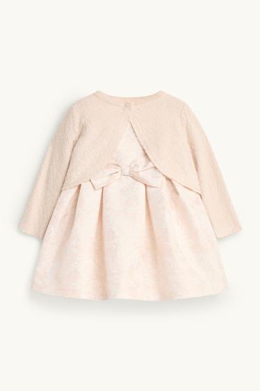 Baby Girls - Floral - baby outfit - 2 piece - shiny - apricot