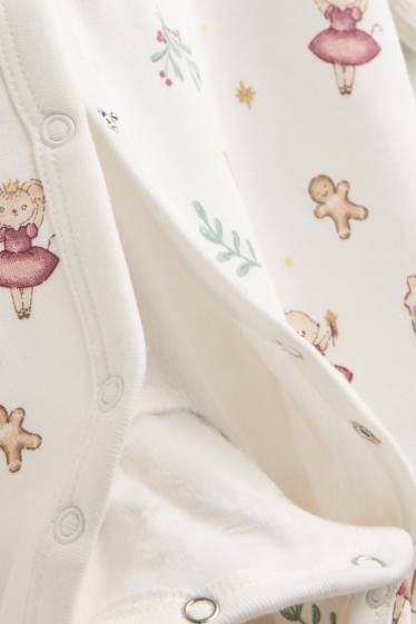 Baby Girls - Ballerina - baby Christmas sleepsuit - plush-lined - white