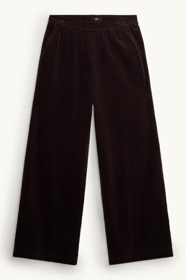 Damen - Cordhose - Mid Waist - Wide Leg - dunkelbraun