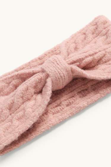Enfants filles - Bandeau cheveux - motif tressé - rose