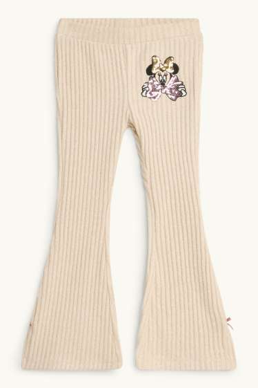 Kinder Mädchen - Minnie Maus - Flared Leggings - gerippt - Glanz Effekt - beige