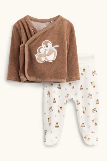 Unisex - Pingüí - conjunt per a nounat - 2 peces - marró / blanc trencat