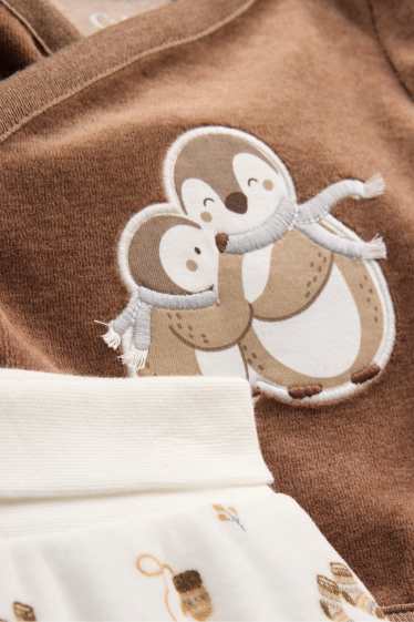 Unisex - Pingüí - conjunt per a nounat - 2 peces - marró / blanc trencat