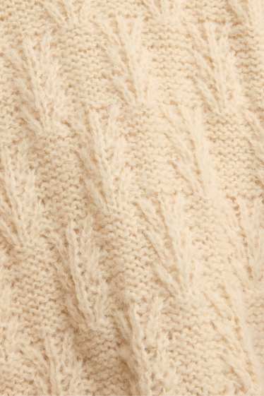 Damen - Pullover - Zopfmuster - cremefarben