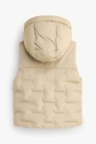 Kinder Jungen - Steppweste mit Kapuze - wasserabweisend - beige