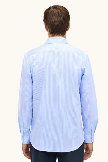 Herren - Businesshemd - Regular Fit - Kent - bügelfrei - gestreift - blau / weiß