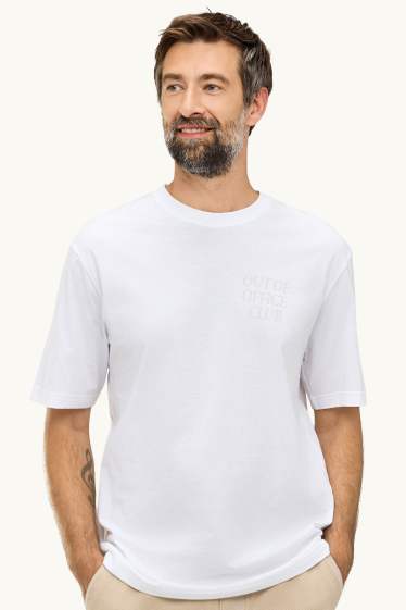Hommes - T-shirt - relaxed fit - blanc