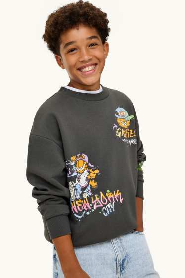 Enfants garçons - Garfield - sweat - gris foncé