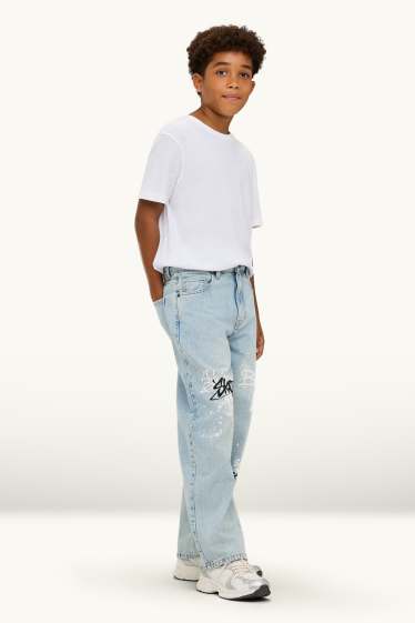 Copii - Băieți - Graffiti - baggy jeans - denim-albastru deschis