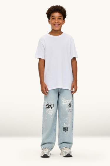 Copii - Băieți - Graffiti - baggy jeans - denim-albastru deschis