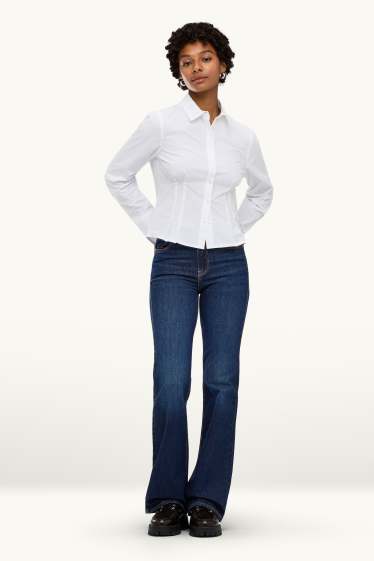Femei - Flared jeans - talie medie - denim-albastru închis