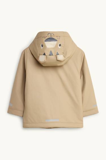Enfants garçons - Tigre - veste de pluie avec capuche  - doublée - imperméable - marron clair