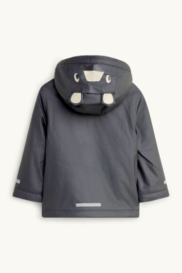 Enfants garçons - Tigre - veste de pluie avec capuche  - doublée - imperméable - gris anthracite