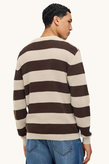 Hommes - Pull - à rayures - beige / marron