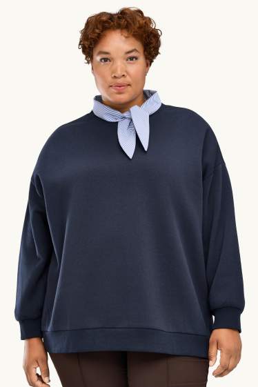 Femmes - Sweat Oversize avec nœud - bleu foncé