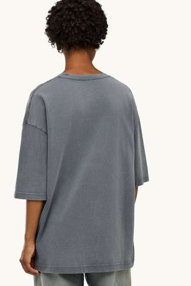 Women - T-shirt - oversized - dark gray