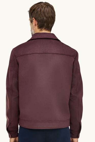 Hommes - Blouson - faux suède - bordeaux