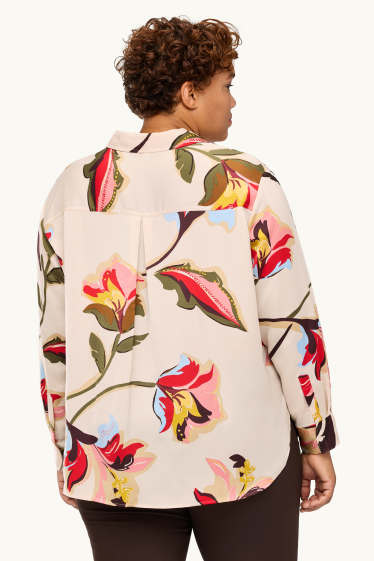 Dona - Brusa camisera - de flors - rosa