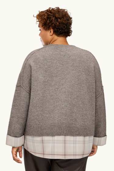 Damen - Pullover - 2-in-1-Look - braun / beige